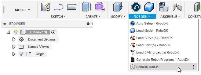 Barre Doutils Fusion 360 Documentation RoboDK